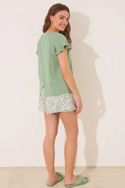 Pijama corto 100% algodón verde