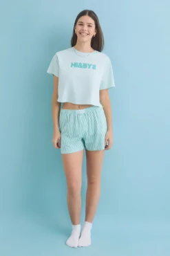 Pijama corto 100% algodón verde