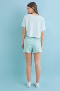 Pijama corto 100% algodón verde