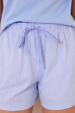 Pijama corto algodón azul rayas