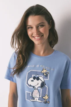 Pijama corto algodón Snoopy azul