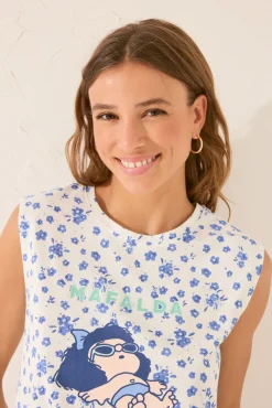 Pijama corto floral blanco Mafalda