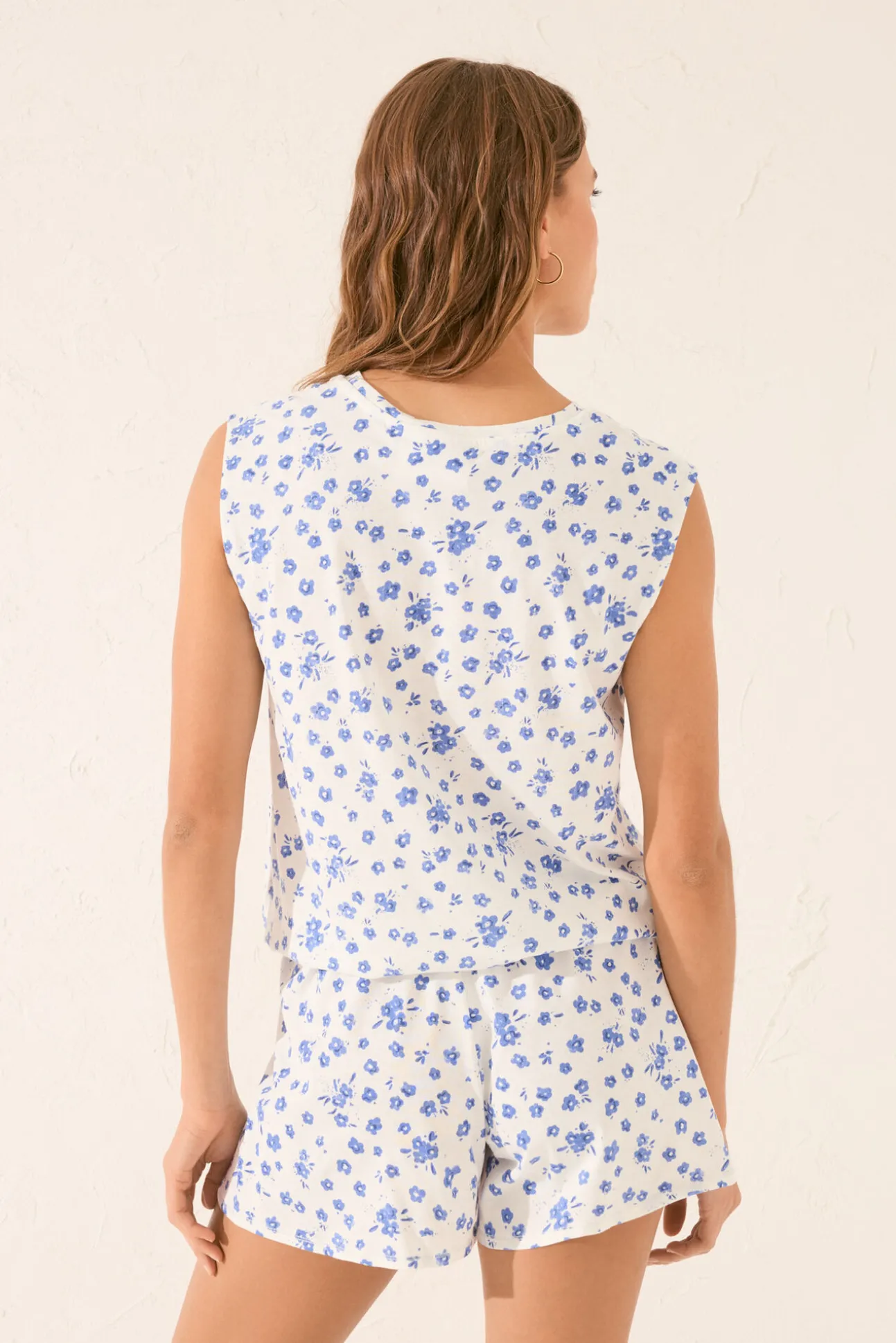 Pijama corto floral blanco Mafalda