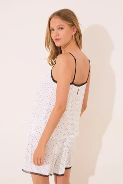 Pijama corto lunares blanco