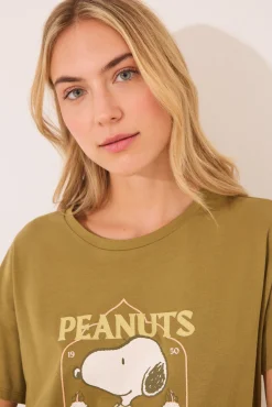 Pijama corto Snoopy caqui