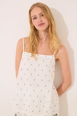 Pijama corto tirantes algodón estampado verde