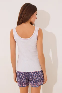 Pijama corto tirantes algodón gris claro