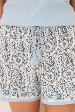 Pijama corto tirantes algodón paisley azul