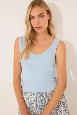 Pijama corto tirantes algodón paisley azul