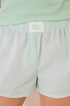Pijama corto tirantes algodón estampado verde rayas