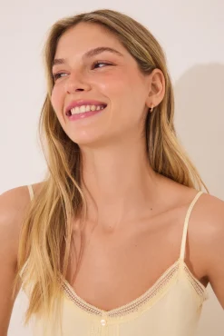 Pijama corto tirantes algodón amarillo