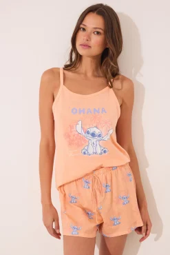 Pijama corto tirantes naranja Lilo & Stitch