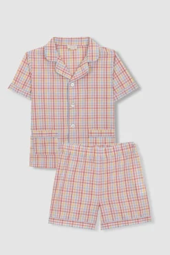 Pijama cuadros blanco