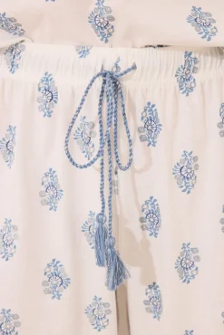 Pijama largo 100% algodón blanco paisley
