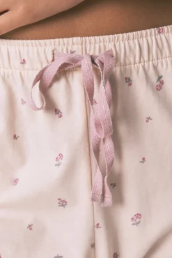 Pijama largo 100% algodón flores rosa