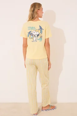 Pijama largo 100% algodón limones Snoopy