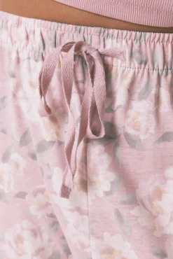 Pijama largo algodón estampado floral rosa