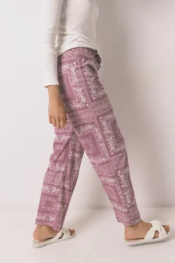 Pijama largo algodón estampado flores marfil