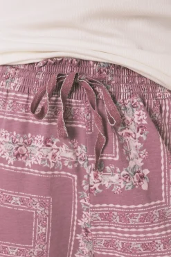 Pijama largo algodón estampado flores marfil