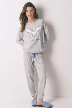 Pijama largo algodón Hedwig gris