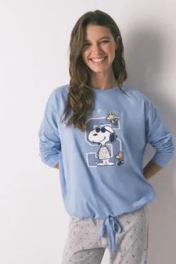 Pijama largo algodón Snoopy azul