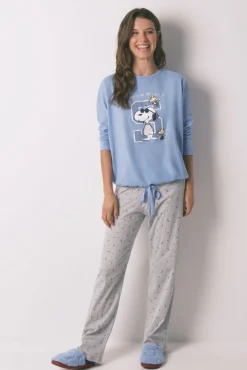 Pijama largo algodón Snoopy azul