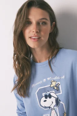 Pijama largo algodón Snoopy azul