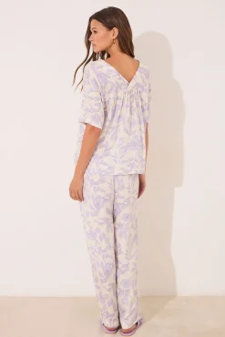 Pijama largo estampado viscosa