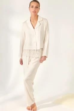 Pijama lencero camisero satén