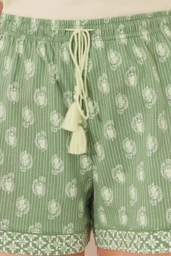 Pijama manga corta algodón estampado verde