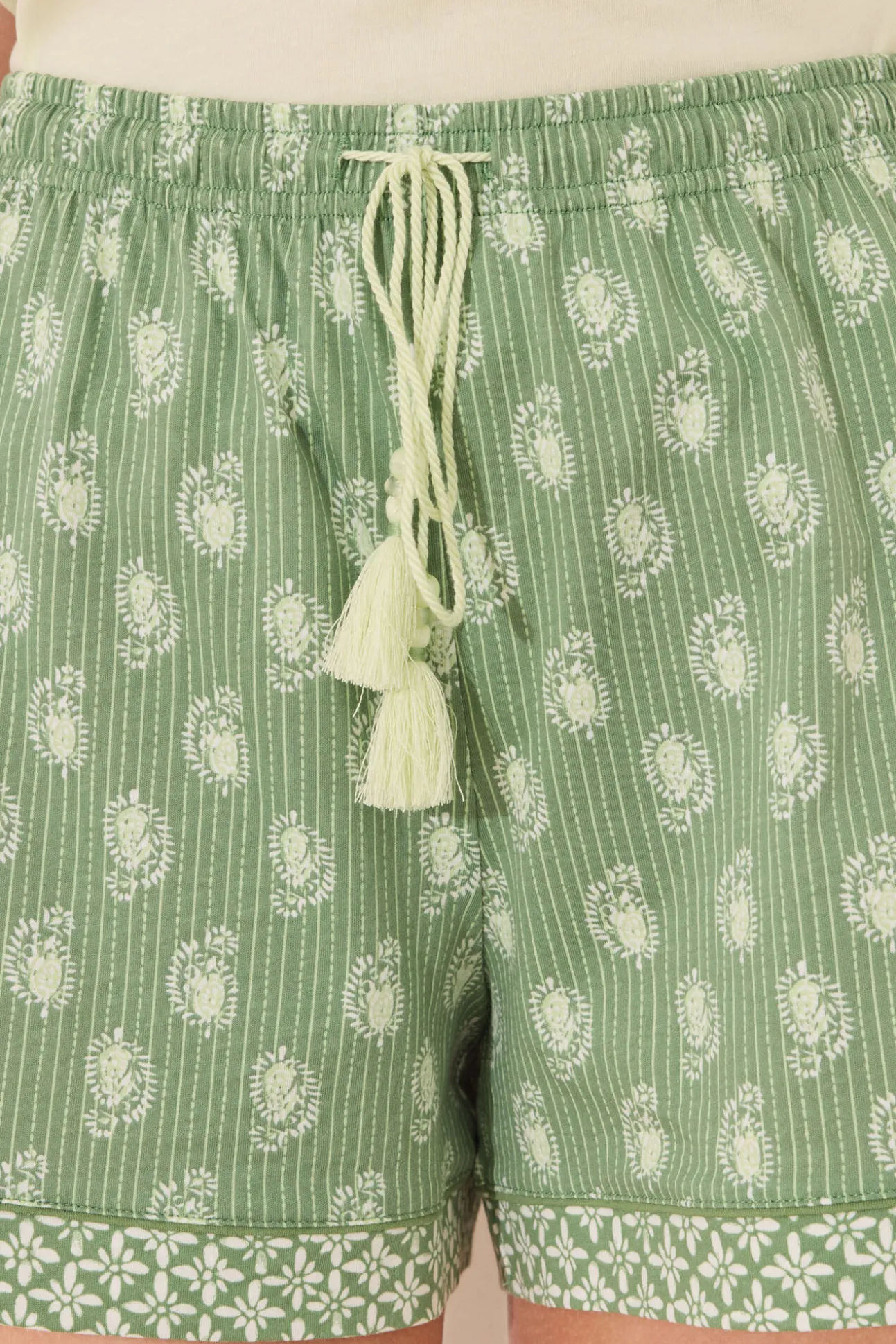 Pijama manga corta algodón estampado verde