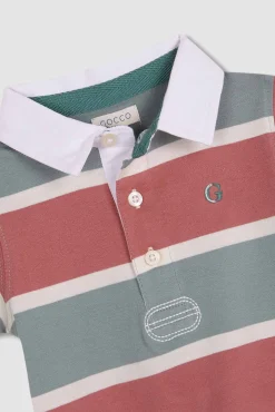 Polo de rayas tricolor verde