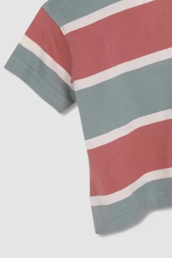 Polo de rayas tricolor verde