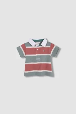 Polo de rayas tricolor verde