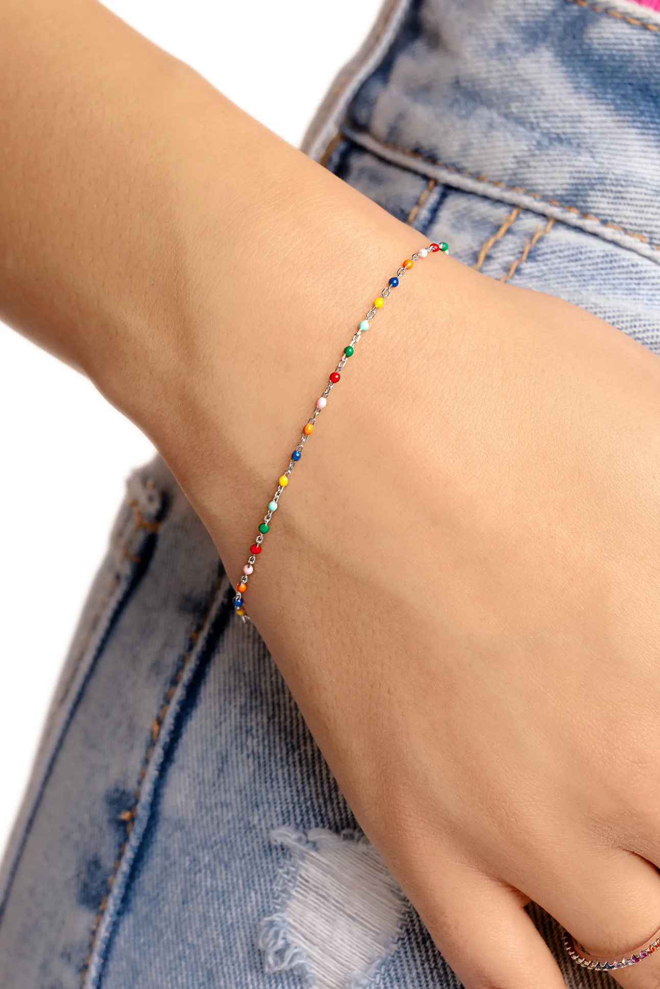 Pulsera Dots Colors Enamel Plata
