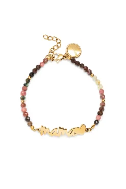 Pulsera Mamá Heart Tourmaline Acero Baño Oro