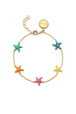 Pulsera Starfish Enamel Colors Baño Oro