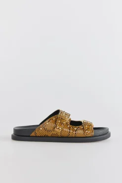 Sandalia de piel estampado serpiente