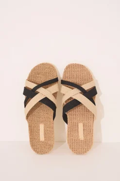 Sandalias rafia tiras cruzadas