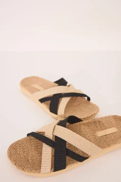 Sandalias rafia tiras cruzadas