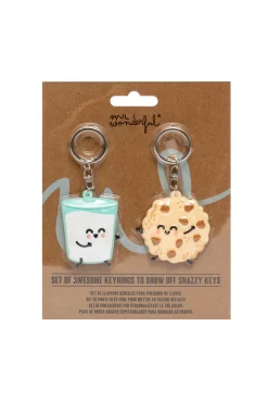 Set de 2 llaveros - Vaso de leche y galletas