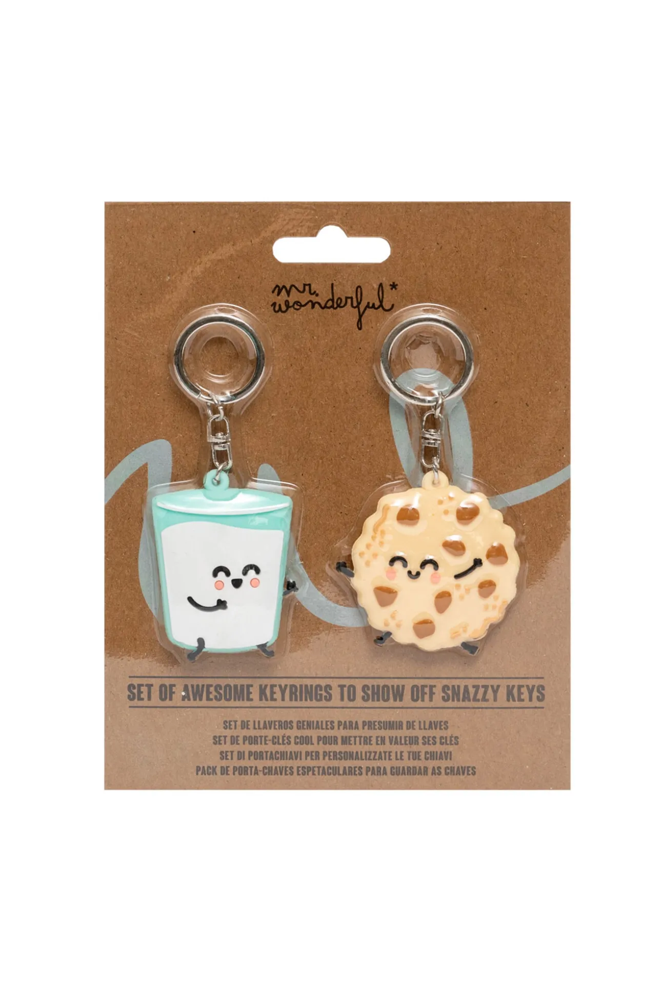 Set de 2 llaveros - Vaso de leche y galletas