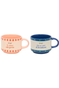 Set de 2 tazas apilables - Te tengo más ganas que al café de las mañanas