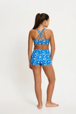 Short de baño menstrual adolescente cintura alta Boho Botanical Blue