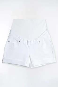 Short maternity denim blanco