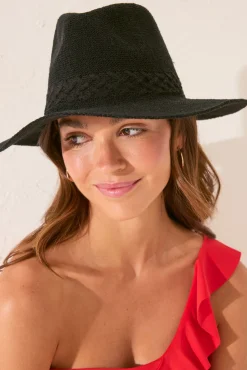 Sombrero negro detalle trenzado
