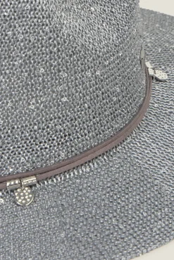 Sombrero playa rafia brillo