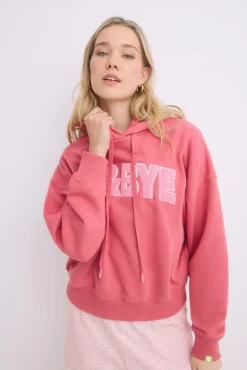 Sudadera capucha felpa algodón rosa