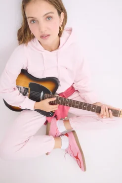 Sudadera capucha felpa algodón rosa