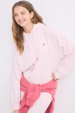 Sudadera capucha felpa algodón rosa